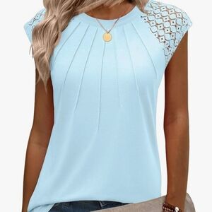 Light Blue Lace Sleeve Women's Top